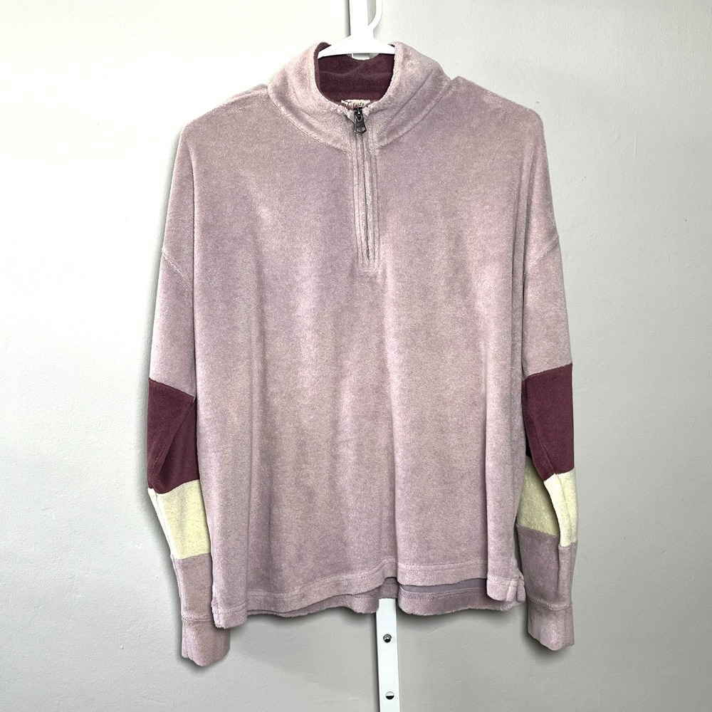 Faherty Cabana Organic Terry Cloth Colorblock Sweater Coastal Beach Boho Sz‎ M